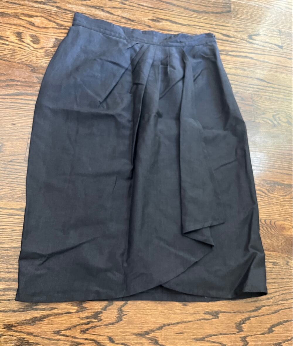 Max Mara wool linen knee length skirt gray sz. 8 designer Italy